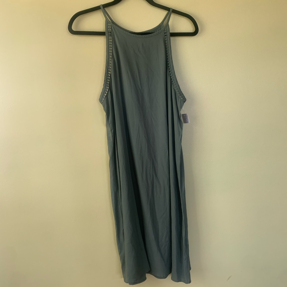 Summer sleeveless tank top army green short dress